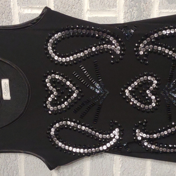 FREE w/ Bundle Crisci Black Sequined Beaded Tunic Top Mini Dress Made In Italy - Picture 4 of 15